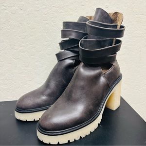 The Colour- Dark Brown , Free People Ankle Strap Boots